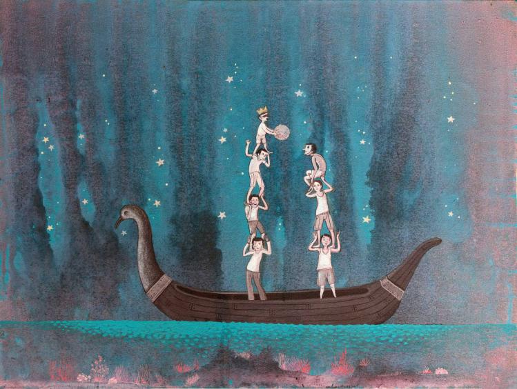 El niño y la luna• Acrílico/tela•60x80cms.
